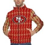 personalized san francisco 49ers lightning strike grid red windbreaker jacket best selling