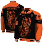 personalized san francisco giants reaper hands orange black varsity jacket best selling