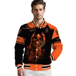 personalized san francisco giants reaper hands orange black varsity jacket best selling