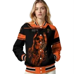 personalized san francisco giants reaper hands orange black varsity jacket best selling