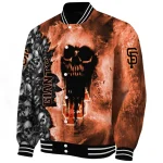 personalized san francisco giants skull cluster orange varsity jacket best selling
