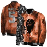 personalized san francisco giants skull cluster orange varsity jacket best selling