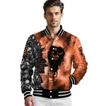 personalized san francisco giants skull cluster orange varsity jacket best selling