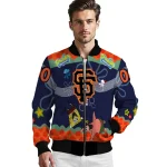 personalized san francisco giants spongebob playtime orange blue bomber jacket best selling