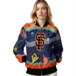 personalized san francisco giants spongebob playtime orange blue bomber jacket best selling