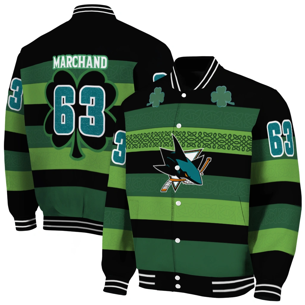 personalized san jose sharks clover green lines green black varsity jacket fashion forward personalized san jose sharks clover green lines green black varsity jacket fashion forward