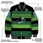 personalized san jose sharks clover green lines green black varsity jacket best selling