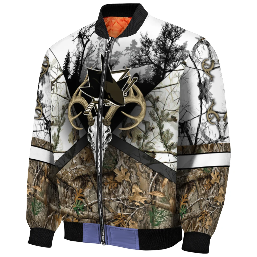 personalized san jose sharks deer skull camouflage white bomber jacket fashion forward personalized san jose sharks deer skull camouflage white bomber jacket fashion forward