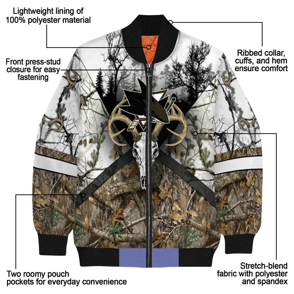 personalized san jose sharks deer skull camouflage white bomber jacket new arrival personalized san jose sharks deer skull camouflage white bomber jacket new arrival