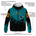 personalized san jose sharks flame trim teal black windbreaker jacket best selling