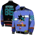 personalized san jose sharks mario blocks blue black varsity jacket best selling