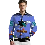 personalized san jose sharks mario blocks blue black varsity jacket best selling