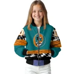 personalized san jose sharks skull stripe teal black bomber jacket best selling