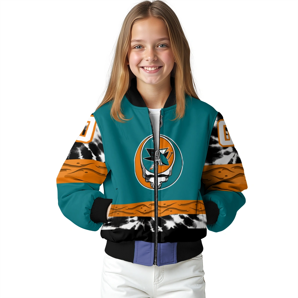 personalized san jose sharks skull stripe teal black bomber jacket top rated personalized san jose sharks skull stripe teal black bomber jacket top rated