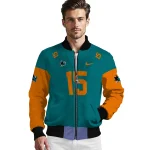 personalized san jose sharks team patch teal bomber jacket best selling