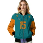 personalized san jose sharks team patch teal bomber jacket best selling