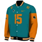 personalized san jose sharks team patch teal varsity jacket best selling