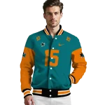 personalized san jose sharks team patch teal varsity jacket best selling