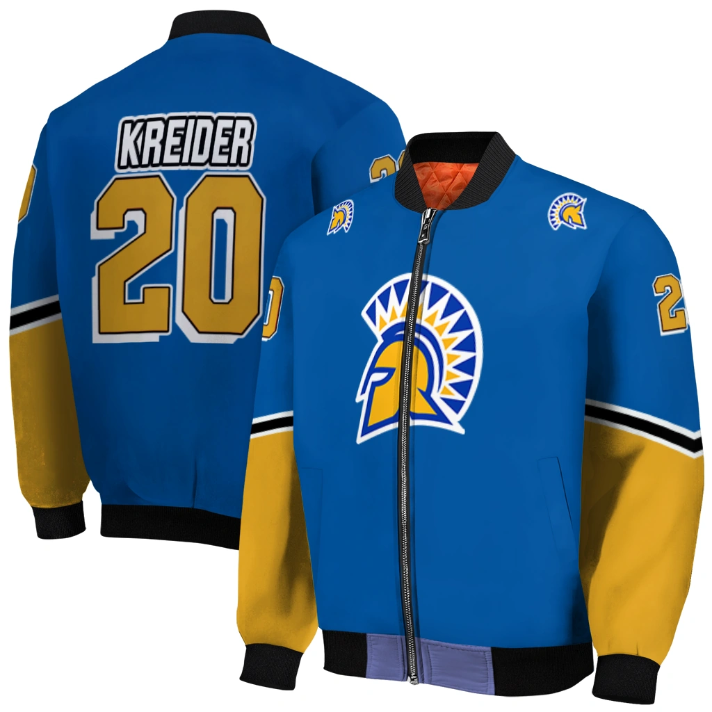 personalized san jose state spartans chevron style blue bomber jacket best selling personalized san jose state spartans chevron style blue bomber jacket best selling