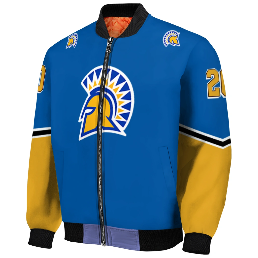 personalized san jose state spartans chevron style blue bomber jacket fashion forward personalized san jose state spartans chevron style blue bomber jacket fashion forward