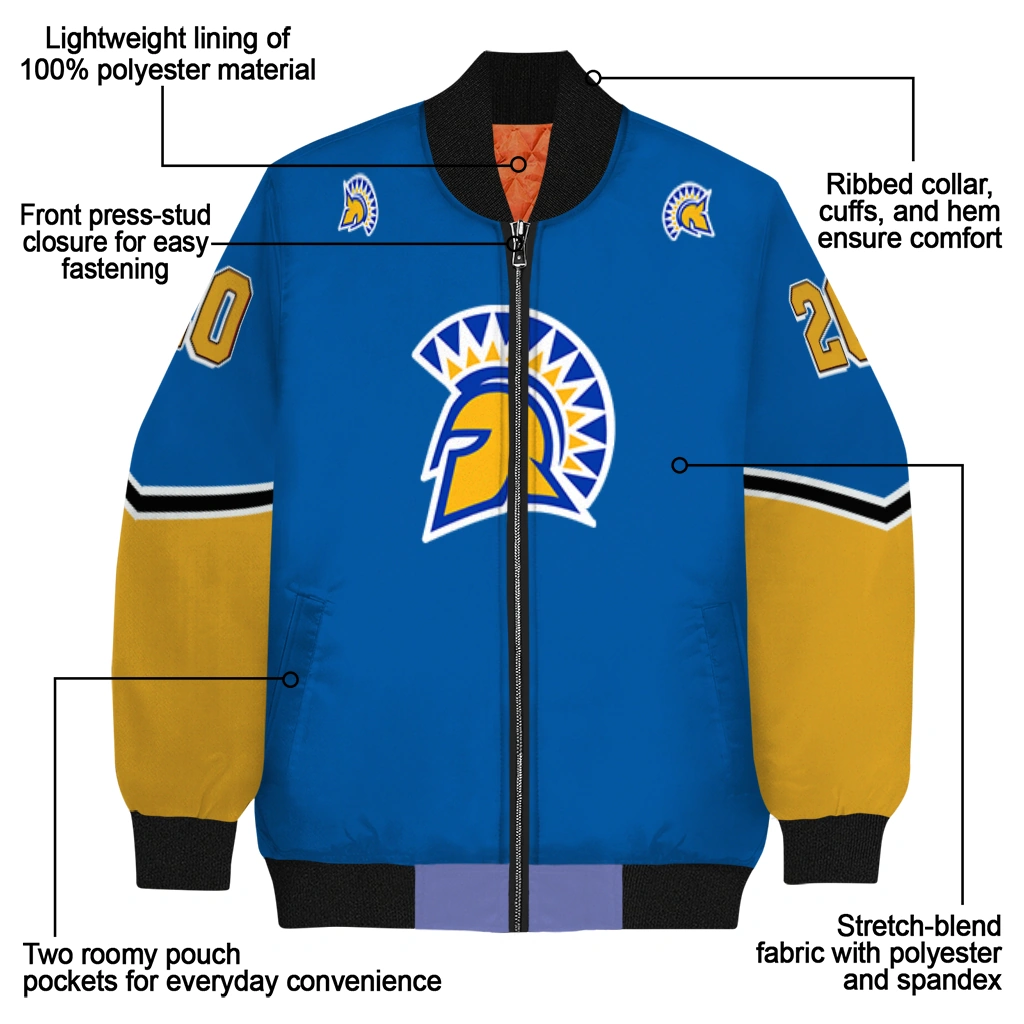 personalized san jose state spartans chevron style blue bomber jacket new arrival personalized san jose state spartans chevron style blue bomber jacket new arrival