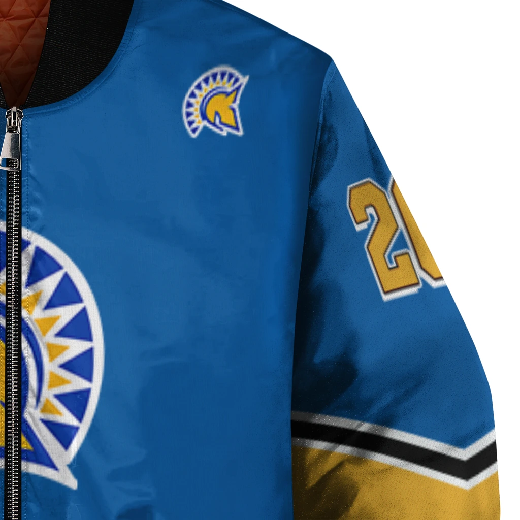 personalized san jose state spartans chevron style blue bomber jacket premium grade personalized san jose state spartans chevron style blue bomber jacket premium grade