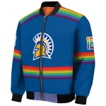 personalized san jose state spartans rainbow jersey number blue bomber jacket best selling