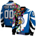 personalized san jose state spartans stars and stripes slashes blue bomber jacket best selling