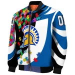 personalized san jose state spartans stars and stripes slashes blue bomber jacket best selling