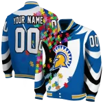 personalized san jose state spartans stars and stripes slashes blue varsity jacket best selling