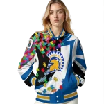 personalized san jose state spartans stars and stripes slashes blue varsity jacket best selling