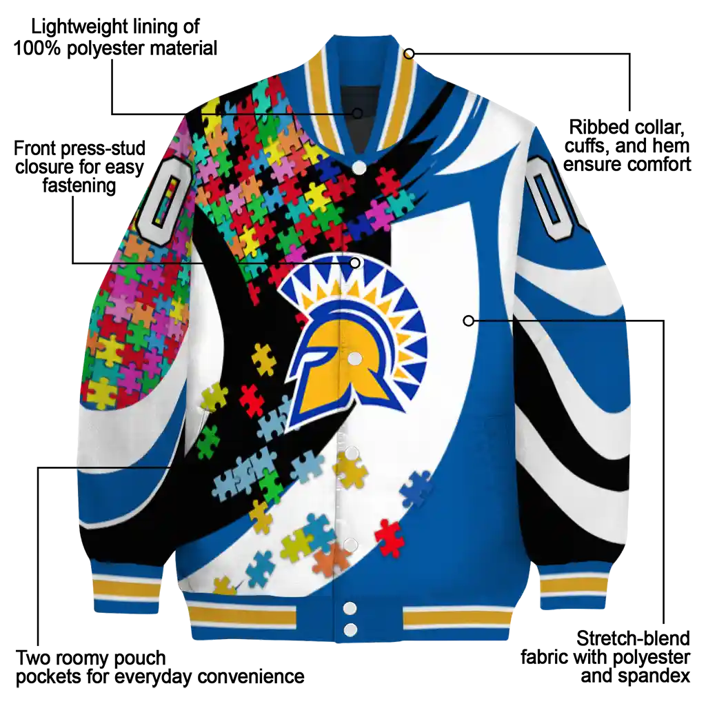 personalized san jose state spartans stars and stripes slashes blue varsity jacket new arrival personalized san jose state spartans stars and stripes slashes blue varsity jacket new arrival