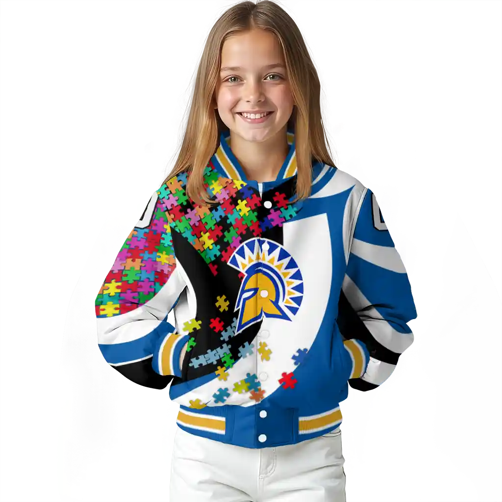 personalized san jose state spartans stars and stripes slashes blue varsity jacket top rated personalized san jose state spartans stars and stripes slashes blue varsity jacket top rated