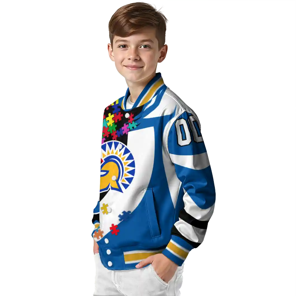 personalized san jose state spartans stars and stripes slashes blue varsity jacket trendy personalized san jose state spartans stars and stripes slashes blue varsity jacket trendy