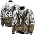 personalized saskatchewan roughriders deer skull camouflage white varsity jacket best selling