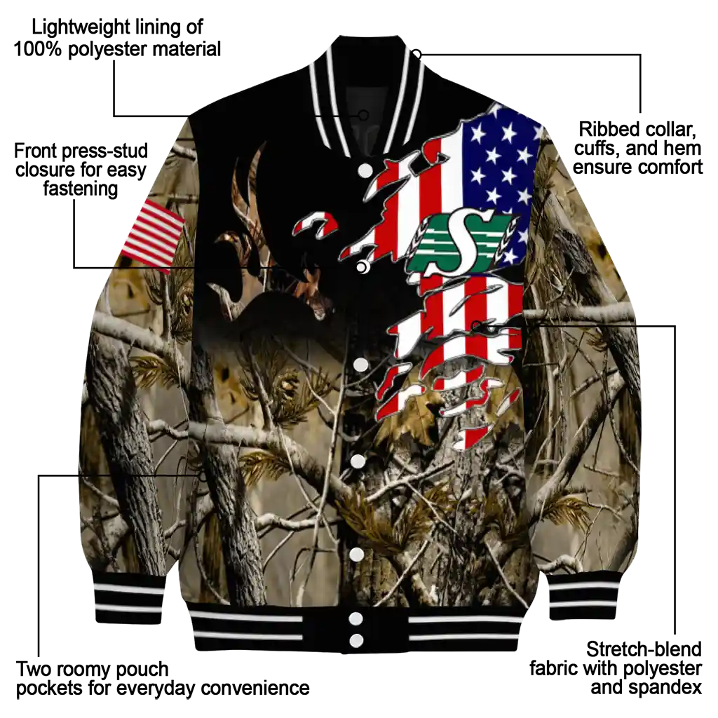 personalized saskatchewan roughriders patriot deer camouflage varsity jacket new arrival personalized saskatchewan roughriders patriot deer camouflage varsity jacket new arrival