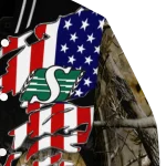 personalized saskatchewan roughriders patriot deer camouflage varsity jacket best selling