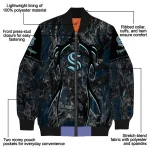 personalized seattle kraken antlers motif blue black bomber jacket best selling