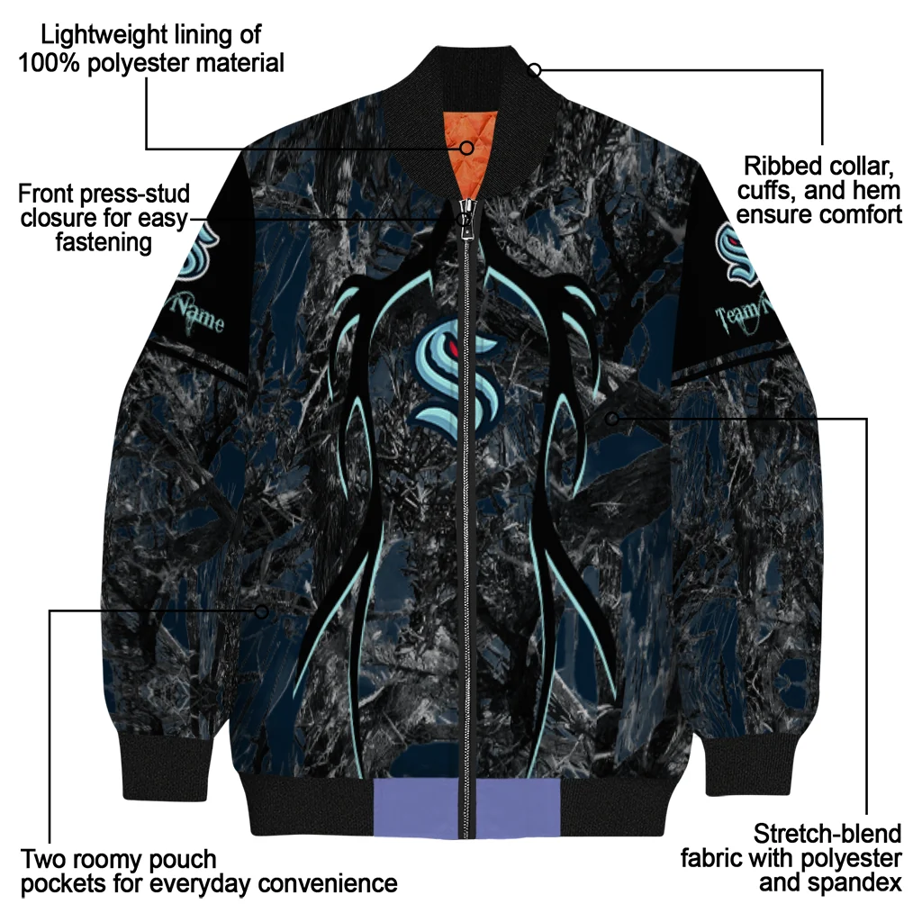 personalized seattle kraken antlers motif blue black bomber jacket new arrival personalized seattle kraken antlers motif blue black bomber jacket new arrival