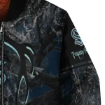 personalized seattle kraken antlers motif blue black bomber jacket best selling