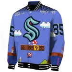 personalized seattle kraken mario blocks blue black varsity jacket best selling