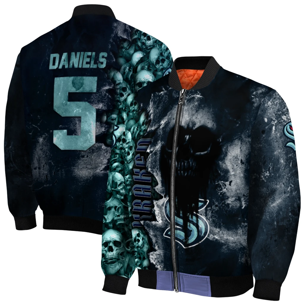 personalized seattle kraken skull cluster blue bomber jacket best selling personalized seattle kraken skull cluster blue bomber jacket best selling