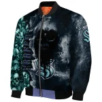 personalized seattle kraken skull cluster blue bomber jacket best selling