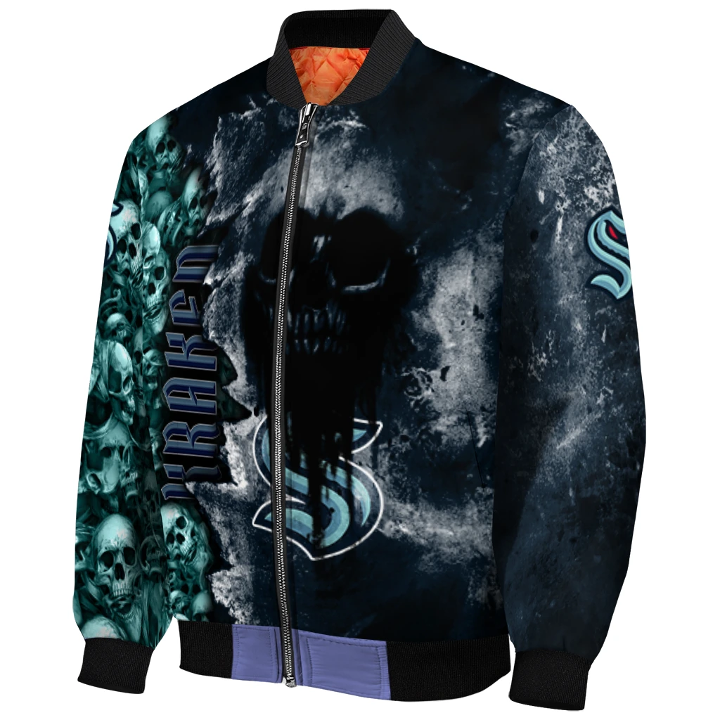 personalized seattle kraken skull cluster blue bomber jacket fashion forward personalized seattle kraken skull cluster blue bomber jacket fashion forward