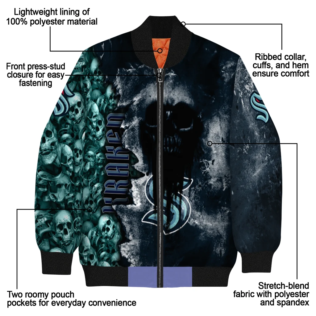 personalized seattle kraken skull cluster blue bomber jacket new arrival personalized seattle kraken skull cluster blue bomber jacket new arrival