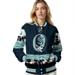 personalized seattle kraken skull stripe blue black varsity jacket best selling
