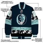 personalized seattle kraken skull stripe blue black varsity jacket best selling