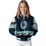 personalized seattle kraken skull stripe blue black varsity jacket best selling