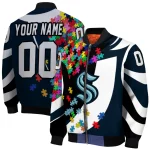 personalized seattle kraken stars and stripes slashes blue bomber jacket best selling
