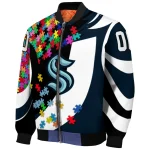 personalized seattle kraken stars and stripes slashes blue bomber jacket best selling